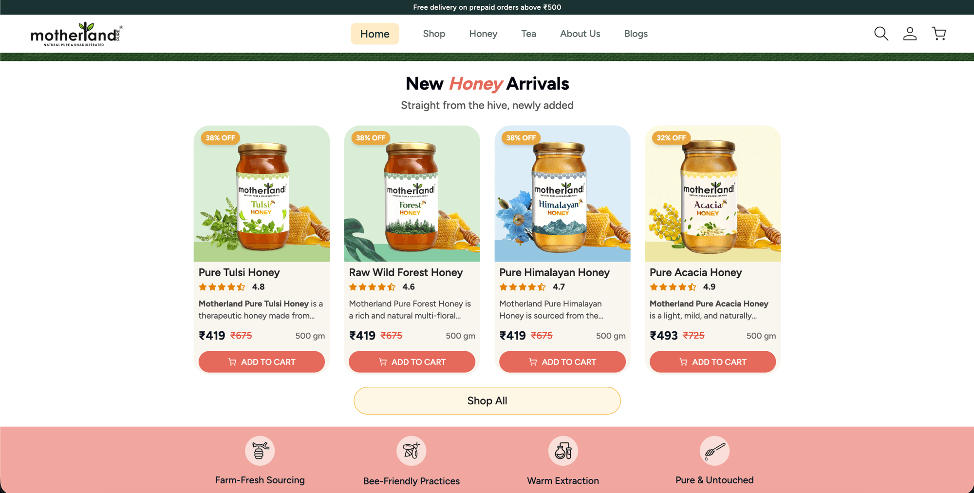 Motherland Pure homepage