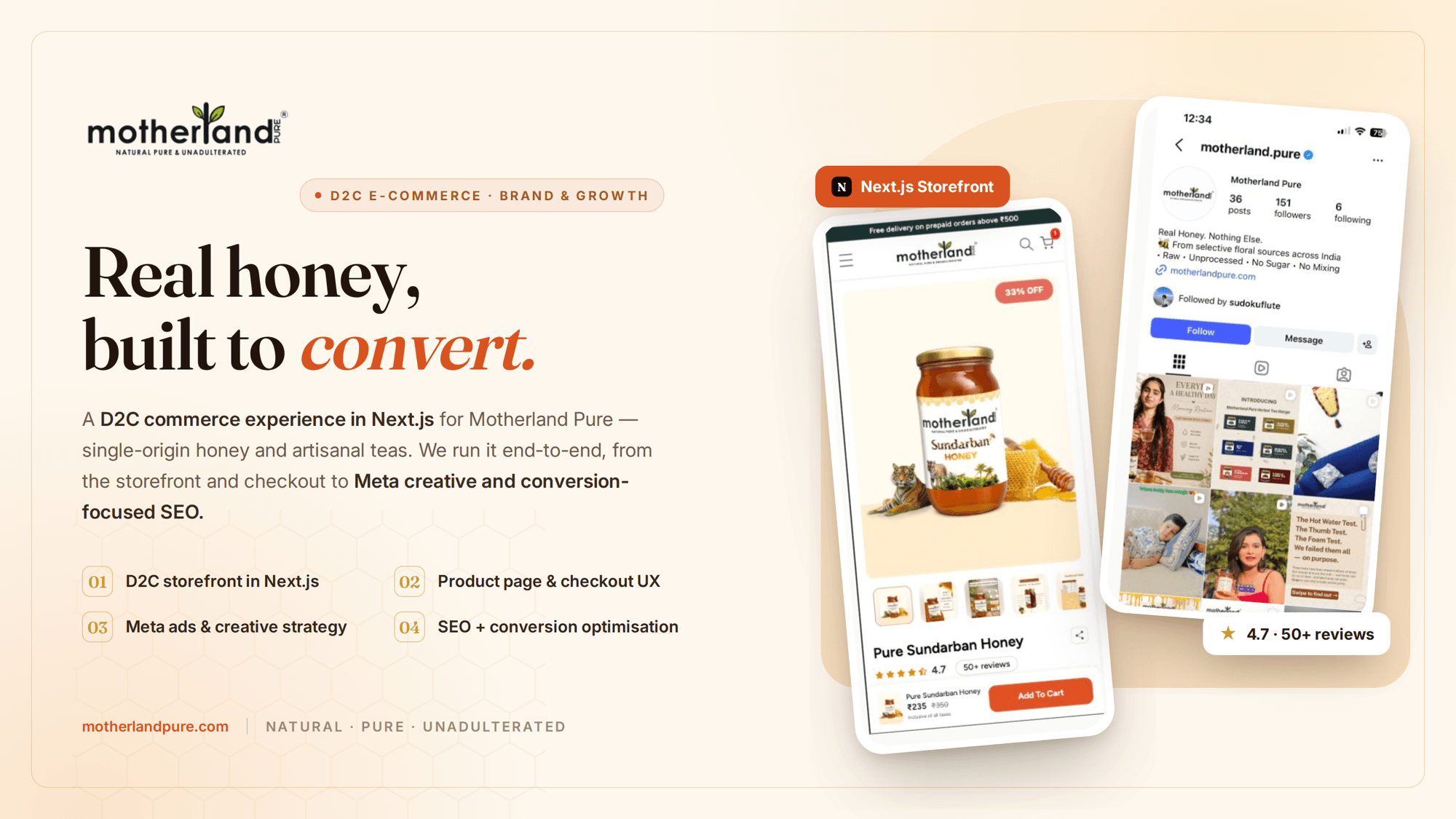 Motherland Pure — D2C honey storefront
